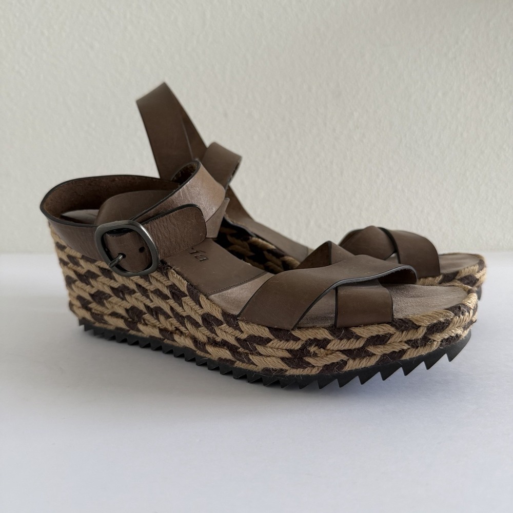 Pedro García Woven Chevron Wedge Espadrille Sandal Womens Size 38 Made in Spain